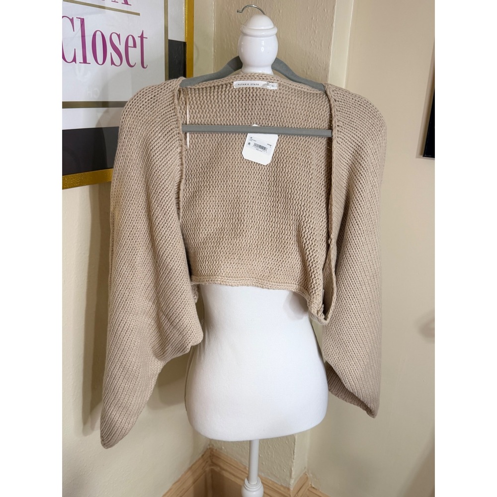 Altar'd State Ecru Beige Cropped Shrug Cardigan Chunky Knit Bolero HF25C029SET L